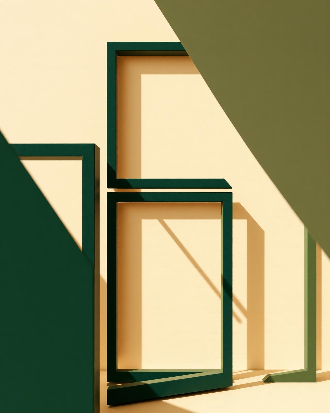 Detalle arquitectónico de marcos cuadrados traslapados